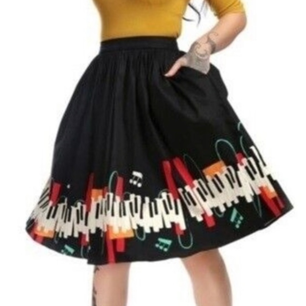 Collectif Jasmine Jazz Piano Swing Skirt SZ 12
